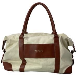 Badgley Mischka Barbara Cream Brown Tote Weekender Travel Handbag Size OS